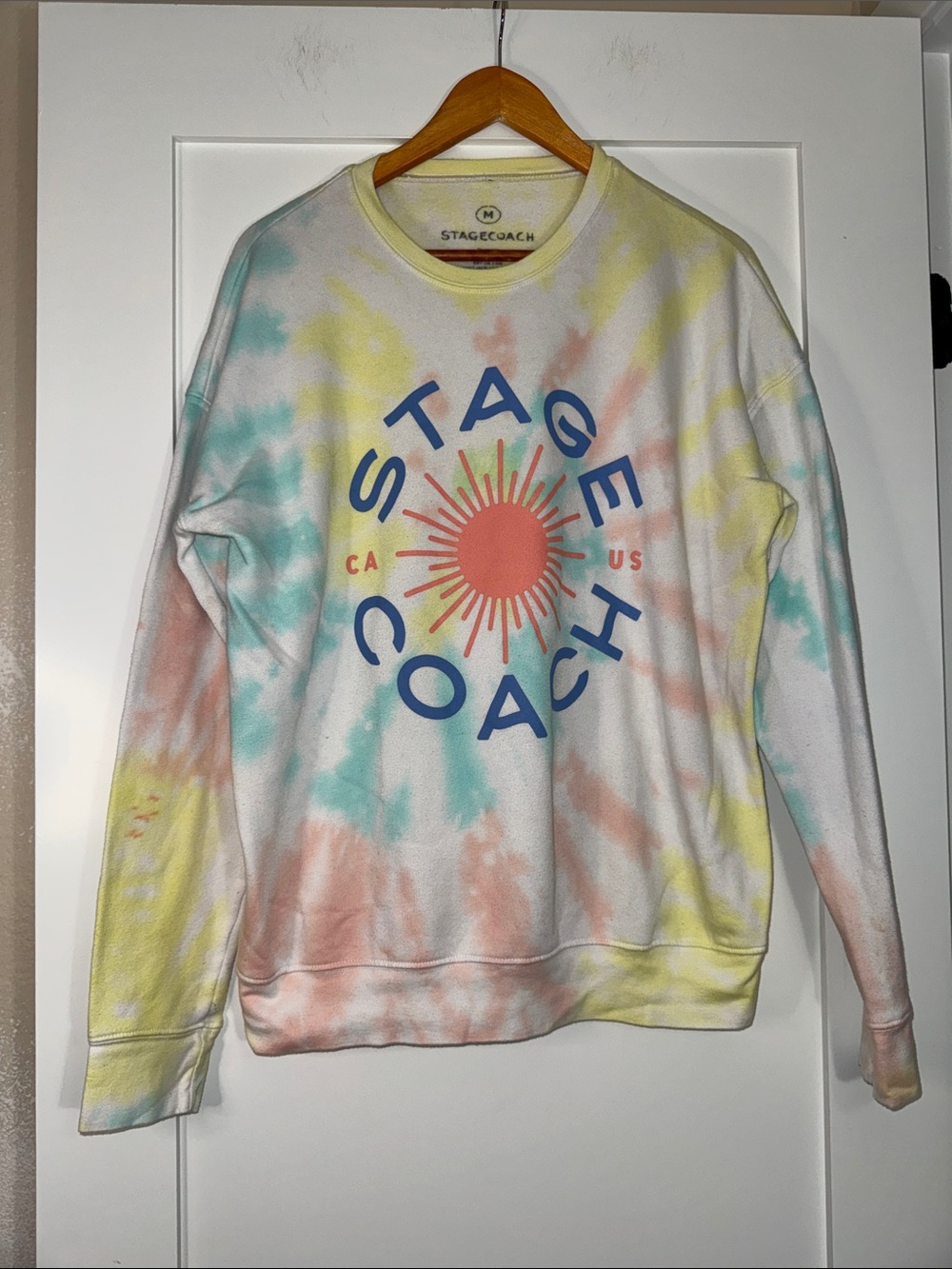Stagecoach Merch Tie-Dye Crewneck Sweater - Pastel Multi Sz Medium boho country